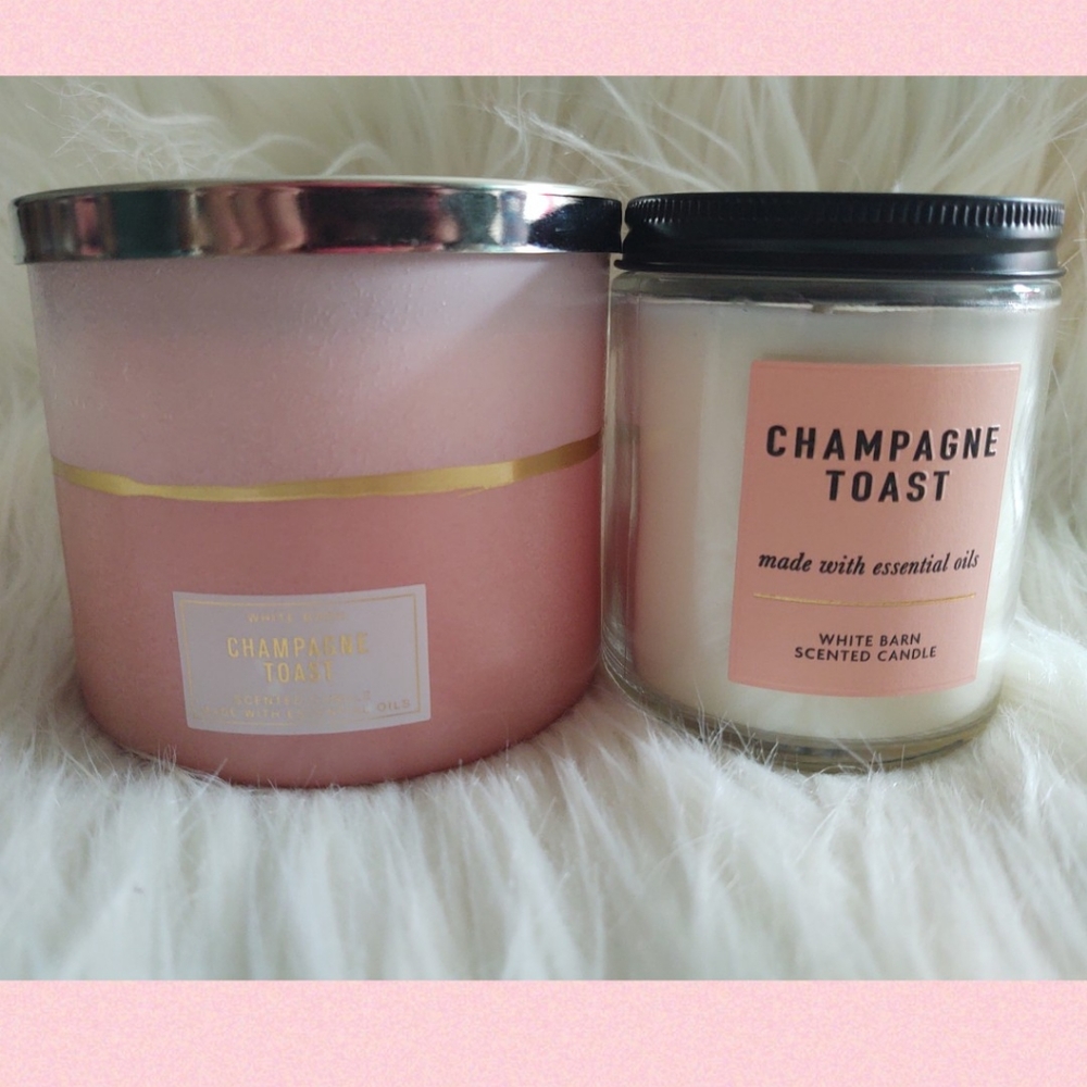 Bath and Body Works "Champagne Toast" Set of 3-wick Candle & Single Wick Candle